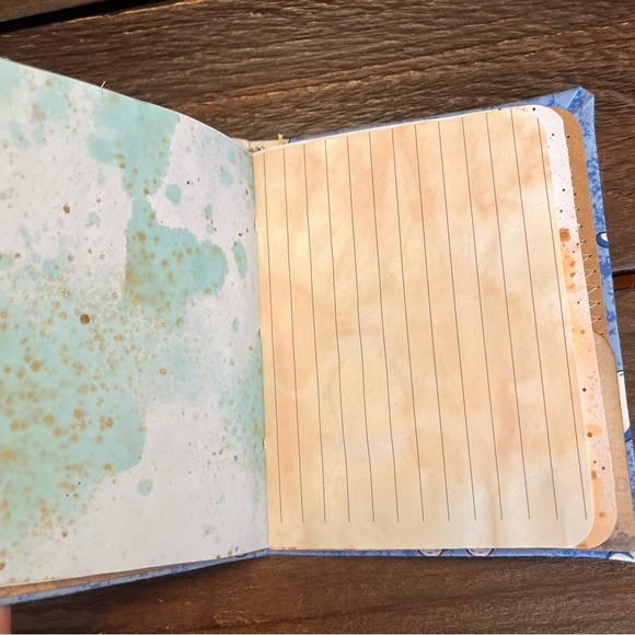Handmade Mini Sewn Journal Clouds Floral Blank Pages 1 Signature Small Journal - Picture 9 of 12
